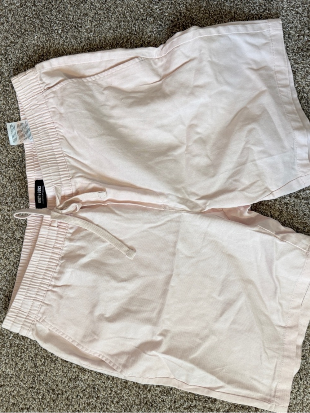 Only & Sons Light Pink men’s Pull-On Shorts with Drawstring Waist Sz L